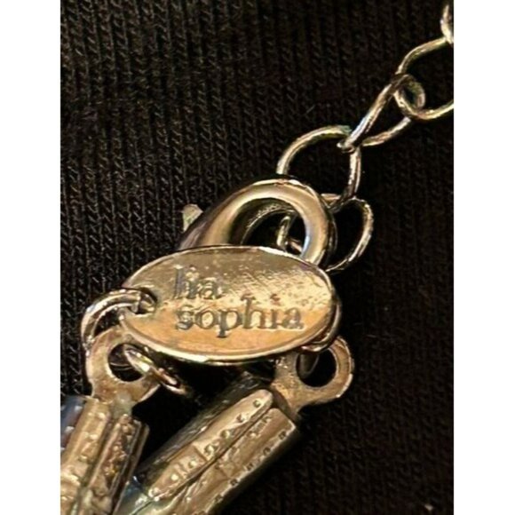 Lia Sophie Teal & Green Enamel Pendant Necklace & Hoop Earrings Set - Picture 10 of 11